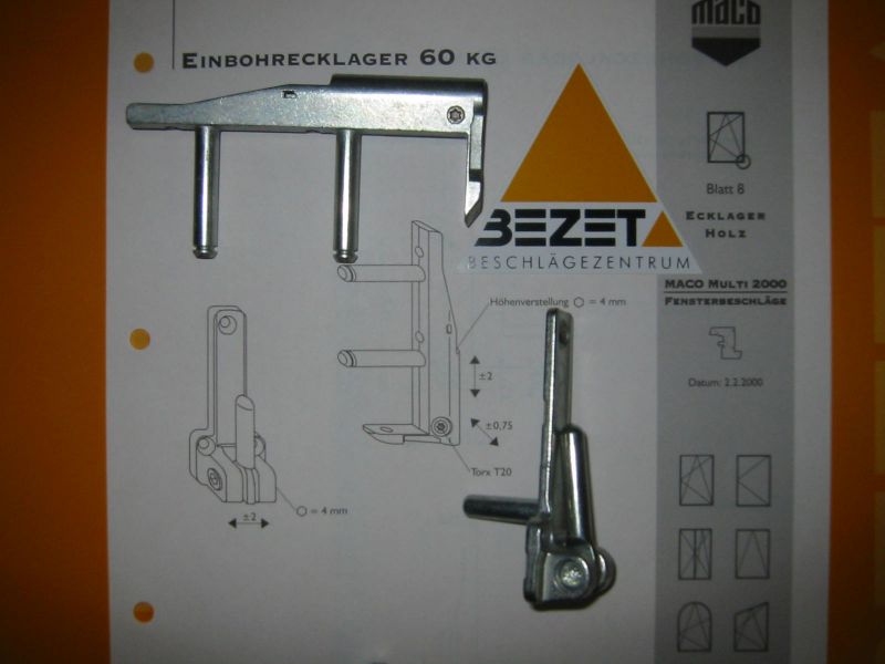 MACO ECKBAND ECKLAGER SET FÜR HOLZFENSTER 4MM FALZLUFT